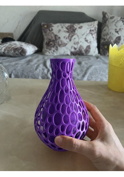 3d Baskı Petek Dokulu Vazo - Delikli Dekoratif Vazo-mor Diğer