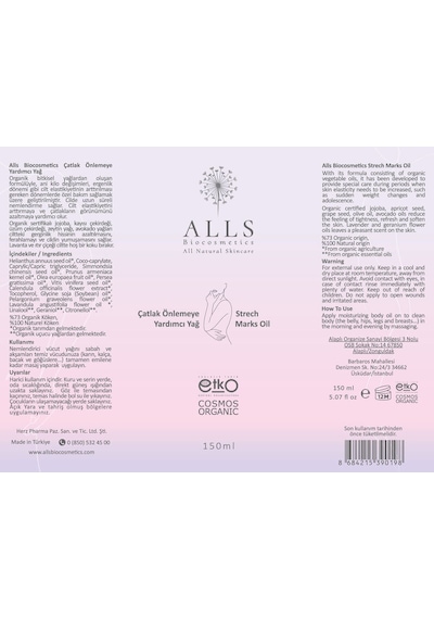 Alls Biocosmetics Çatlak Önlemeye Yardımcı Yağ 150 ML