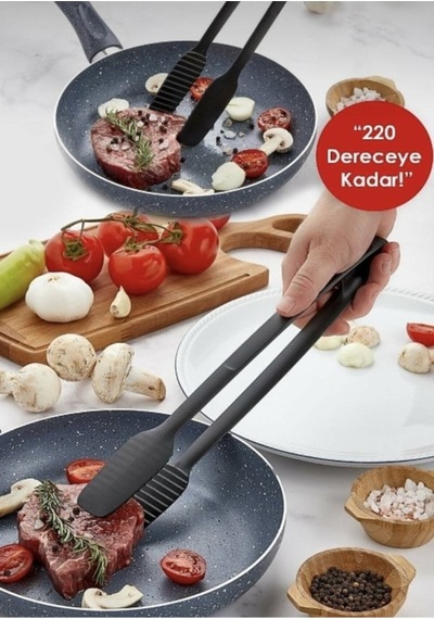 Arispa Servis Ve Izgara Maşası Yanmaz Ve Yapışmaz Maşa Plastik Siyah