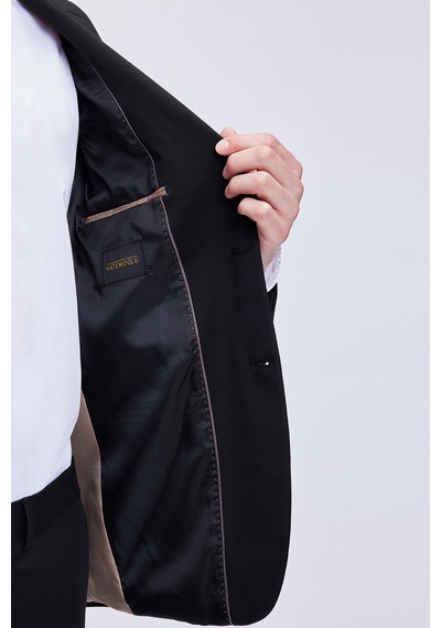 Hatemoğlu Siyah Slim Fit Mono Yaka 6 Dr Takım Elbise