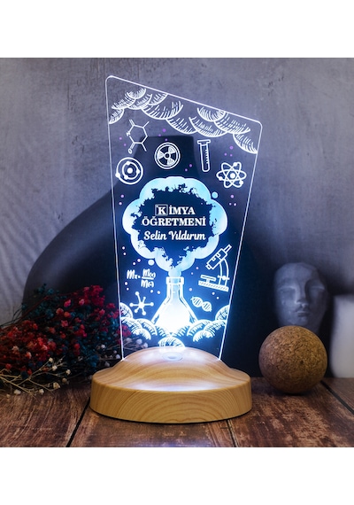 Kimya Öğretmenine Hediye, Kimya Meslek Hediyesi Led Masa Lambası