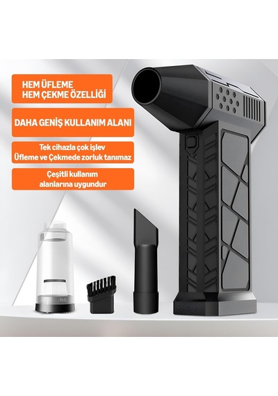 X3 2026 Şarjlı Hava Üfleyici & Vakum Gerçek 130000 Rpm, 8000mah Batarya, 3 Kademeli Turbo