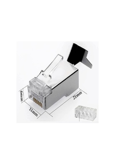 SpeedUF Cat7 Metal Konnektör Rj45 CAT7 Jack + Kablo Ayraç 5 Adet