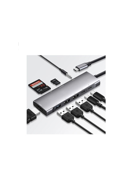 9in1 Apple Uyumlu MacBook Matebook Usb 3.0 Kart Okuyucu Hdmi 4k 30hz Type-c Çevirici