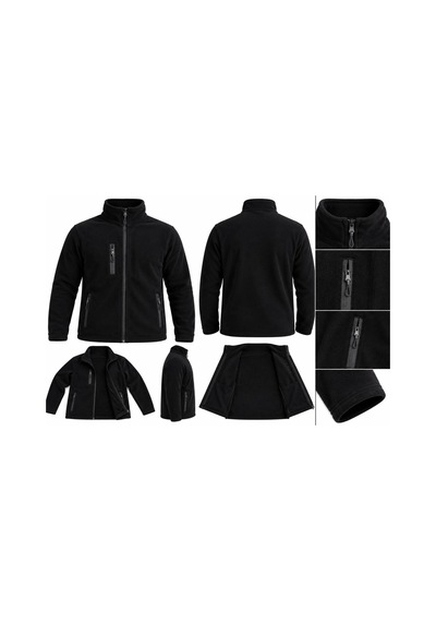 Riyal Textil 3 Cepli Polar Ceket Şık Ve Rahat Siyah Siyah
