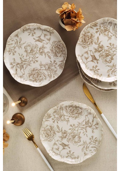 Kütahya Porselen Fleur 5 Parça 20 Cm Pasta Tabağı Çok Renkli