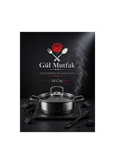 Gül Mutfak 3 Lü 6 Parça Paslanmaz Çelik Sahan Seti Cam Kapaklı 16-18-20 Cm Inox