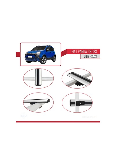 Fiat Panda Cross 2014 Ve Sonrası İle Uyumlu Basic Model Ara Atkı Tavan Barı Gri 3 Adet