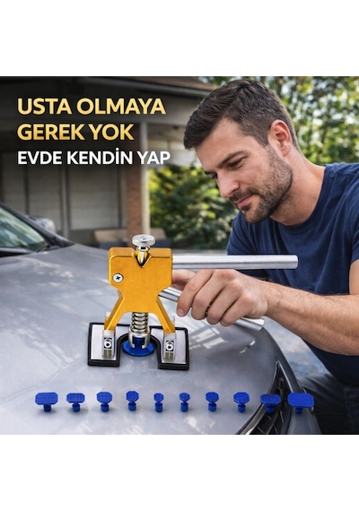 Polham 20 Parça Boyasız Göçük Düzeltme Seti Kaput Kapı Çamurluk Göçük Onarım Aparatı Pdr Dent Repair Seti