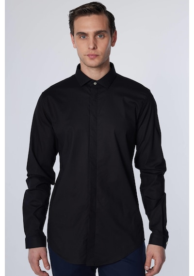 Tudors Slim Fit Uzun Kollu Dar Kesim Gizli Pat Pamuklu Siyah Erkek Gömlek-30960-siyah Siyah Tudors Slim Fit Uzun Kollu Dar Kesim Gizli Pat Pamuklu Siyah Erkek Gömlek-30960-siyah Siyah