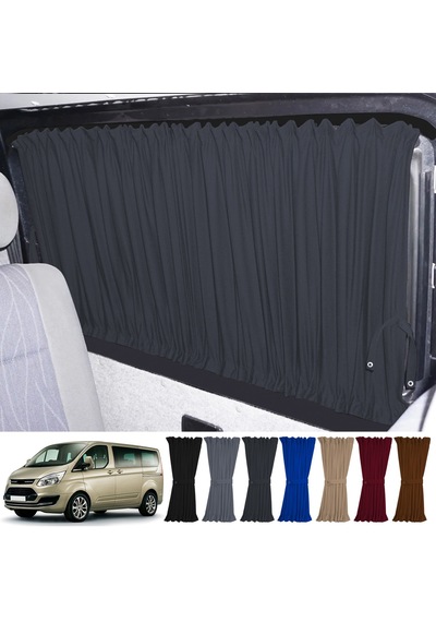 Pandami Ford Custom Uzun Şase 2012+ Uyumlu Füme Raylı Oto Perde Takımı