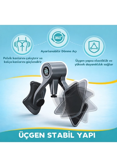 Triline Sayaçlı Dijital Kegel Egzersiz Spor Aleti Erkekler Ve Kadınlar İçin Pelvik Bacak Egzersiz Güçlendirme Siyah
