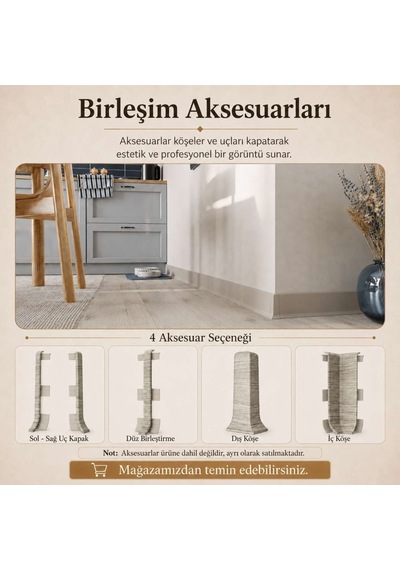 Linela Suya Dayanıklı Pvc Süpürgelik 8 Cm - Melton Meşe - Lnl409