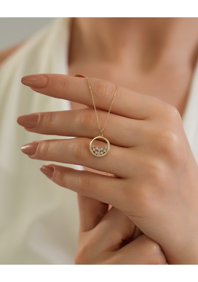 Debora Jewelry 14 Ayar Altın Zirkon Taşlı Modern Kolye