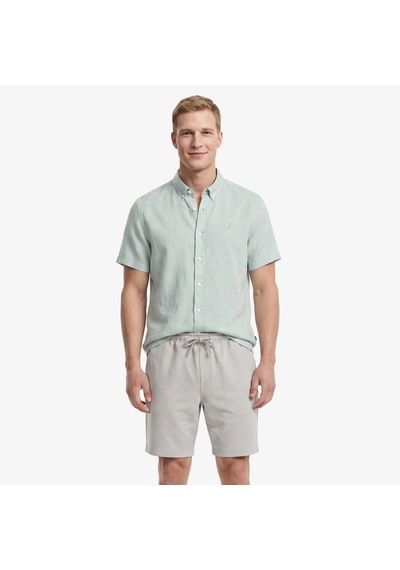 Nautica Erkek Yeşil Regular Fit Kısa Kollu Keten Gömlekdüzw65105t