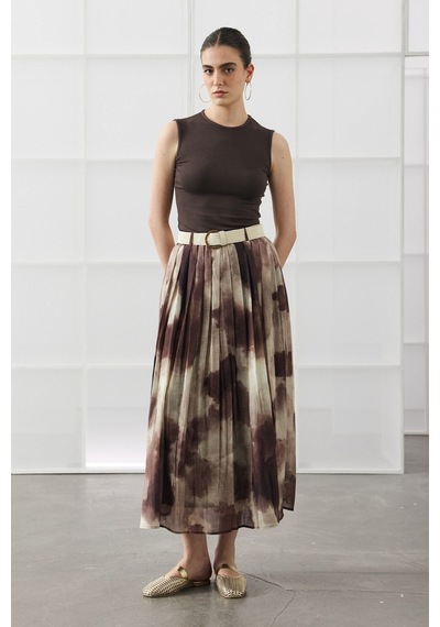 Molene Kahverengi Batik Desen Maxi Etek