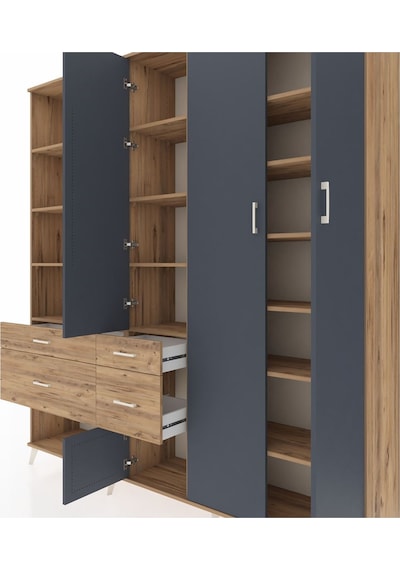 Hyperion Dolap 14 Raflı 4 Çekmeceli 4 Kapaklı 220x44x243 Çam-antrasit/çam Antrasıt/atlas Çam Hyperion Dolap 14 Raflı 4 Çekmeceli 4 Kapaklı 220x44x243 Çam-antrasit/çam Antrasıt/atlas Çam