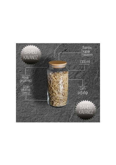 6 Adet 1300 Cc Bambu Kapaklı Cam Bakliyat Çay Şeker Kahve Kavanoz Seti Şeffaf 680430750 Şeffaf
