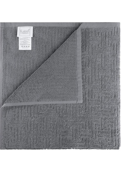 Pamuk Tekli Havlu Jakarlı Karna Premıum Molıs - 70 X 140 Gri