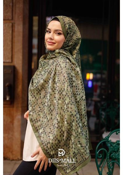 Mimiyum Benekli Desen Soft Şal Haki