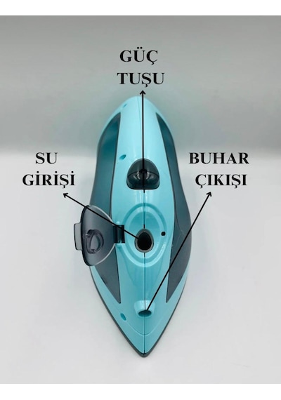 Oyuncak Buharlı Pilli Ütü Kutulu Ses Efektli Işıklı Su Spreyli Gerçekçi Su Eklenebilir 21 Cm Ev Aleti Mavi