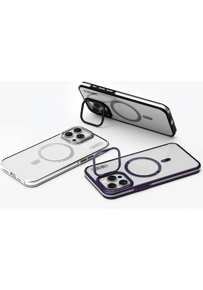 Apple Uyumlu iPhone 15 Pro Kılıf Magsafe Şarj Özellikli Youngkit Crystal Grid