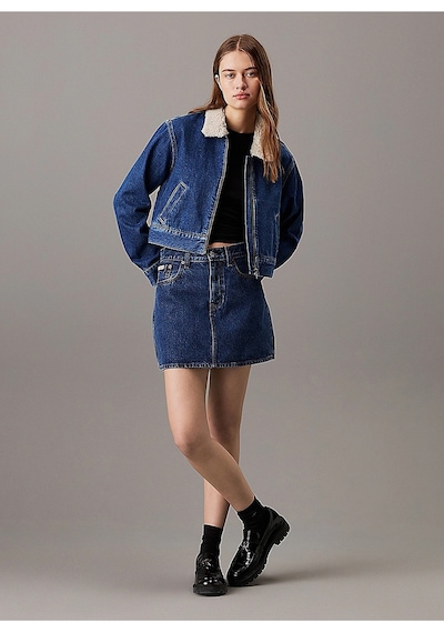 Denım Zıp Jacket Sherpa Koyu Mavi