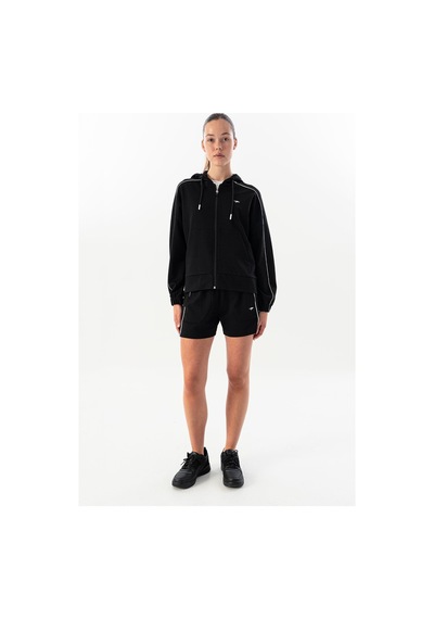 Maraton Comfort Kadın Kapüşonlu Siyah-beyaz Tracktop Siyah-beyaz