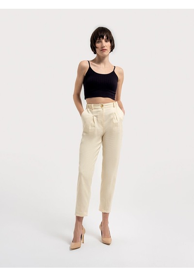Slouchy Fit Kadın Pantolon Ekru