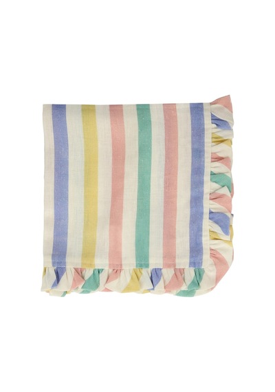 Meri Meri - Multi Stripe Ruffle Napkins - Çok Çizgili Fırfırlı Kumaş Peçeteler - 4'lü