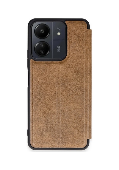 Newface - 4 - Xiaomi Redmi 13c Kılıf Flip Cover - Ece-umay - - Taba