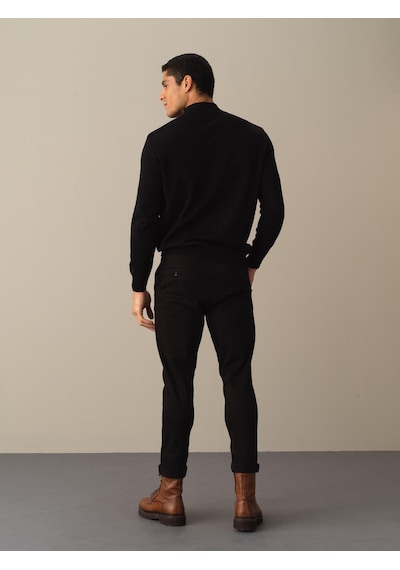 Xint Siyah Regular Fit Dik Yaka Pamuklu Hırka 801663