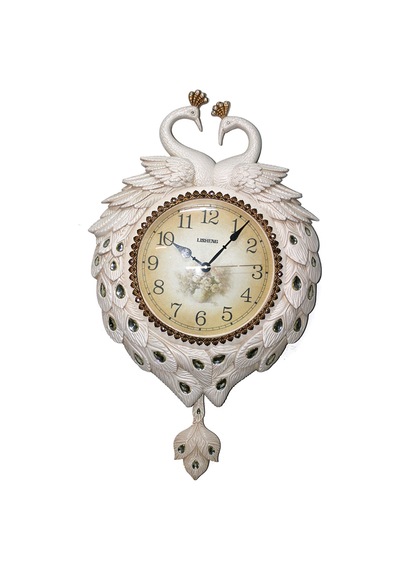 3 Adet Tavuskuşu Duvar Saati Polyester Dekoratif Tasarım, Asma Tipi, 60x40 Cm, Wall Clock, Peacock Clock Diğer