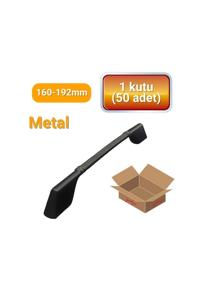 50 Adet Çizgili Saroz Siyah Metal Mobilya Kulpu 160mm - 192mm Siyah