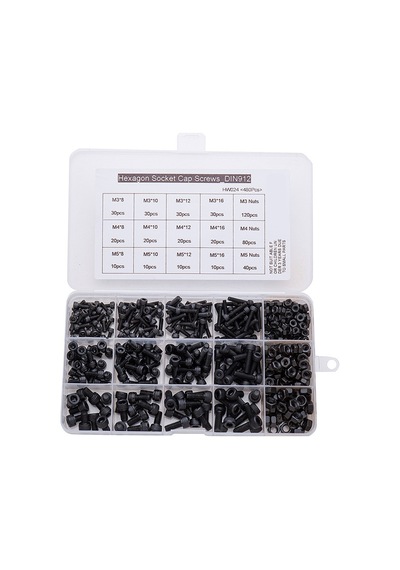 480pcs M3/m4/m5 Vida Seti - Tam Diş Altıgen Soketi Yüksek Mukavemetli Cıvata Kupası Kafası