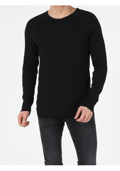 Colin's Slim Fit Bisiklet Yaka Erkek Siyah Kazak CL1047125_Q1.V1_BLK