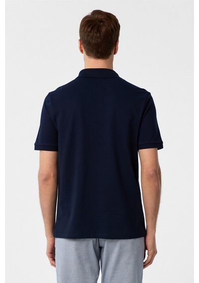 Süvari Lacivert Regular Düz Polo Yaka Tişört-37399 Lacivert