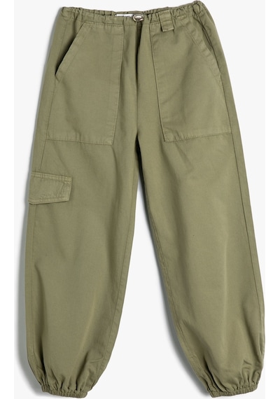Koton Paraşüt Kot Pantolon Pamuklu Beli Lastikli Cepli - Parachute Jean Haki 4wkg40045aw 4WKG40045AW872 Haki