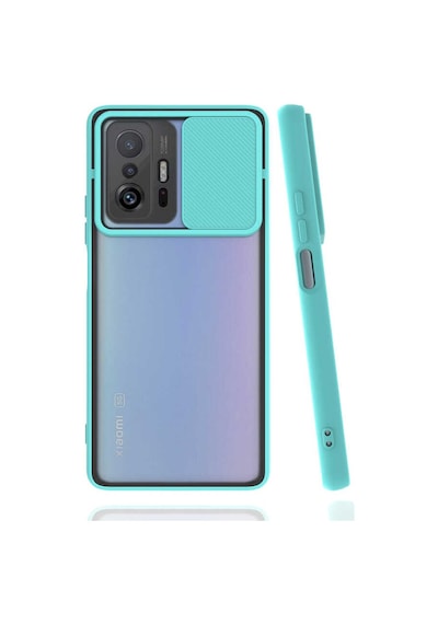Noktaks - Xiaomi Uyumlu Xiaomi Mi 11t 5g - Kılıf Slayt Sürgülü Arkası Buzlu Lensi Kapak - Siyah T19685 Siyah