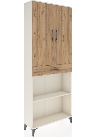 Arges Dolap 4 Raflı Tek Çekmeceli 2 Kapaklı 88x30x221 Aytaşı-çam Aytaşı