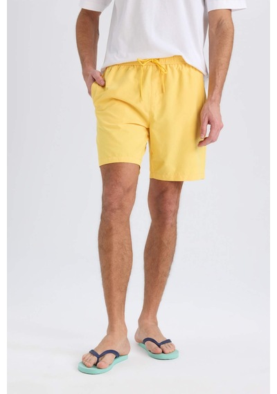 Defacto Regular Fit Kısa Boy Yumuşak Tuşeli Deniz Şortu E0993ax25hsyl190 Sarı
