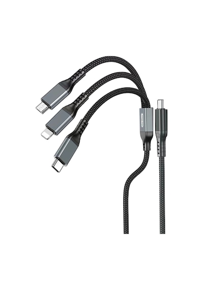 Go-des Gd-uc617 3in1 Type-c To Lightning/type-c/micro Usb Ultra Hızlı Pd Şarj Kablo 100w 1.2m Siyah
