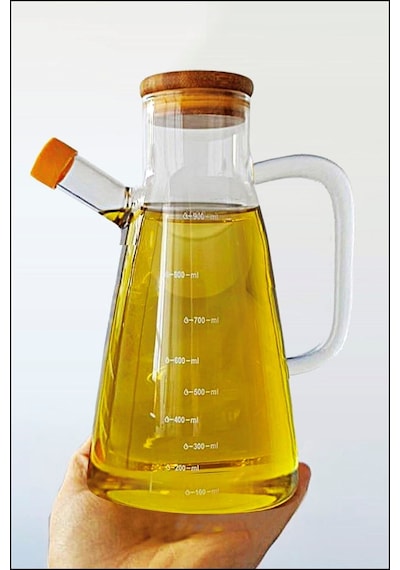 Borosilikat Masterchef Bambu Kapaklı Cam Yağlık 2 Li Set 900 Ml+900 Ml Şeffaf