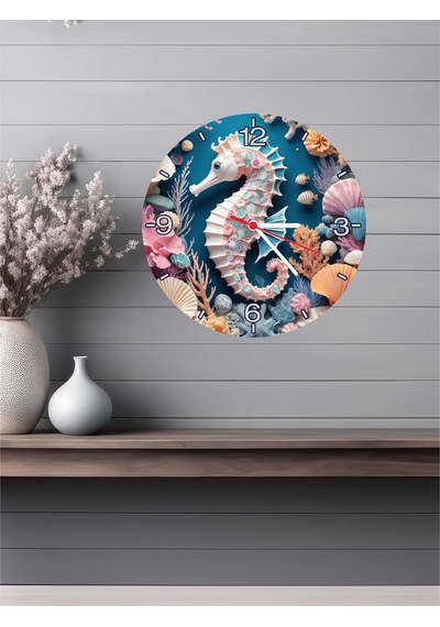 3d Görünümlü Ahşap Duvar Saati V7 24x24 Cm Çok Renkli