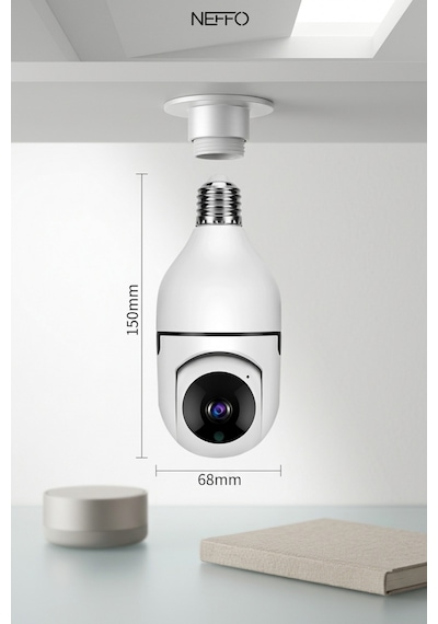 Gece Görüşlü 360 Derece Led Işık 1080p Wifi Kamera Kablosuz Panoramik Balıkgözü Ampul Kamera