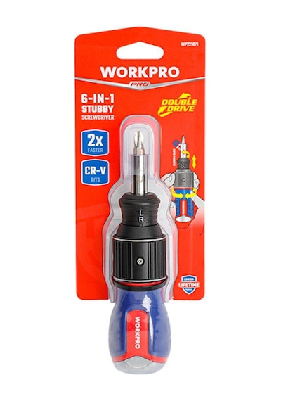 Workpro Wp221071 6-ın-1 Profesyonel Cr-v Cırcırlı Manyetik Topaç Tornavida Seti
