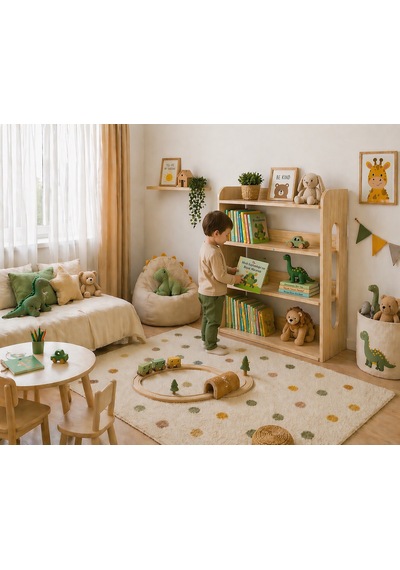 Pureza Çocuk Kitaplık & Oyuncak Rafı -4 Raflı Çok Amaçlı Düzenleyici 80x100 Cm Meşe