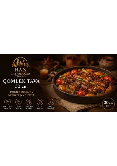 Kapadokya Çömlek Güveç Tava Kahverengi