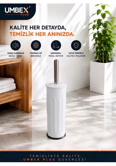 Wıntage Beyaz Wc Fırçası Tuvalet Fırcası Krom Kaplama