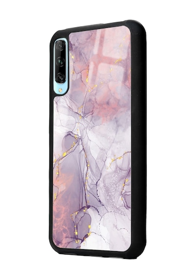 Huawei P Smart Pro Fuşya Mermer Tasarımlı Glossy Telefon Kılıfı Çok Renkli